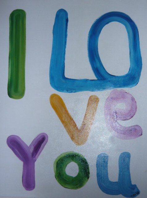 Peinture intitulée "I LOVE U" par Mikka, Œuvre d'art originale, Huile