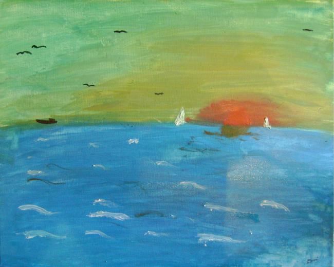 Painting titled "" RED SUNRISE "" by Pellorini, Original Artwork
