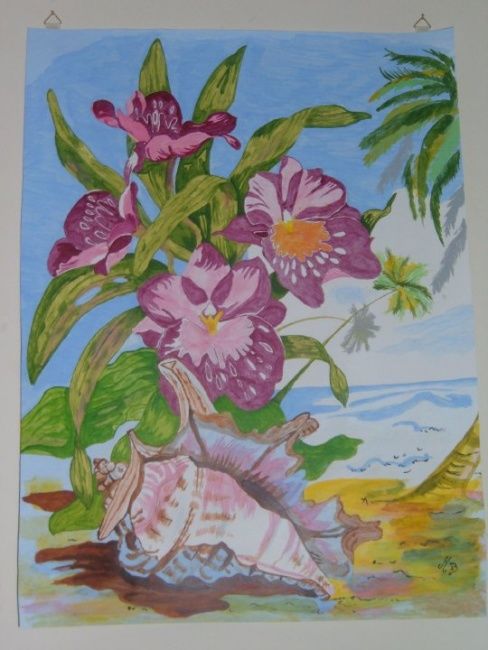 Drawing titled "pensée a la plage" by Mikart, Original Artwork, Other