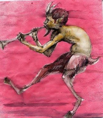 Peinture intitulée "Pan with trumpet" par Mikartmilo, Œuvre d'art originale