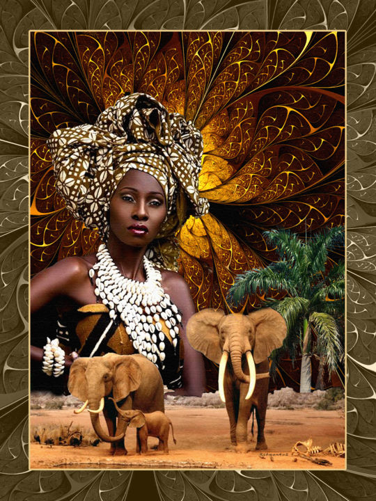 Digitale Kunst mit dem Titel "Africa Beauty" von Mike Redmon, Original-Kunstwerk, Andere