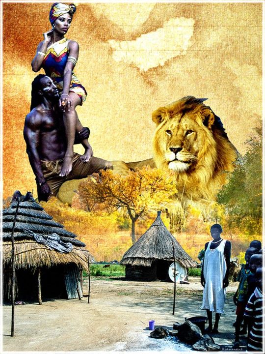 Картина под названием "A Tribal Kingdom Un…" - Mike Redmon, Подлинное произведение искусства, Другой