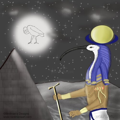 Painting titled "Thoth - The Moon De…" by Mike Sexton, Original Artwork, Other