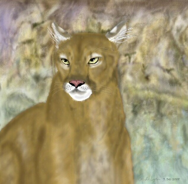 Painting titled "Spirit of the Cougar" by Mike Sexton, Original Artwork, Oil