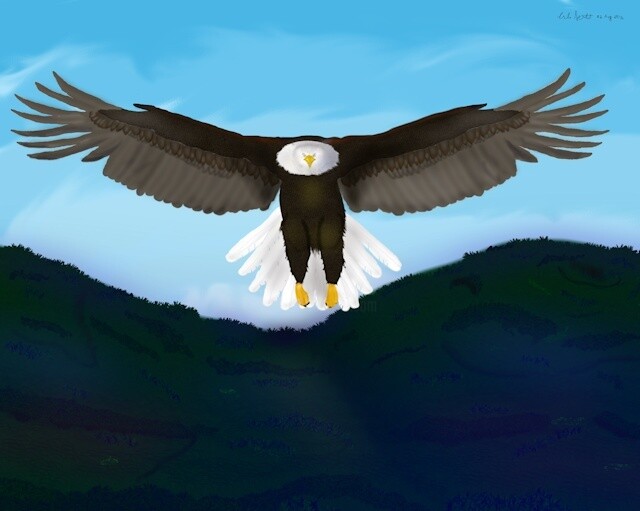 「Spread Your Wings a…」というタイトルの絵画 Mike Sextonによって, オリジナルのアートワーク, オイル