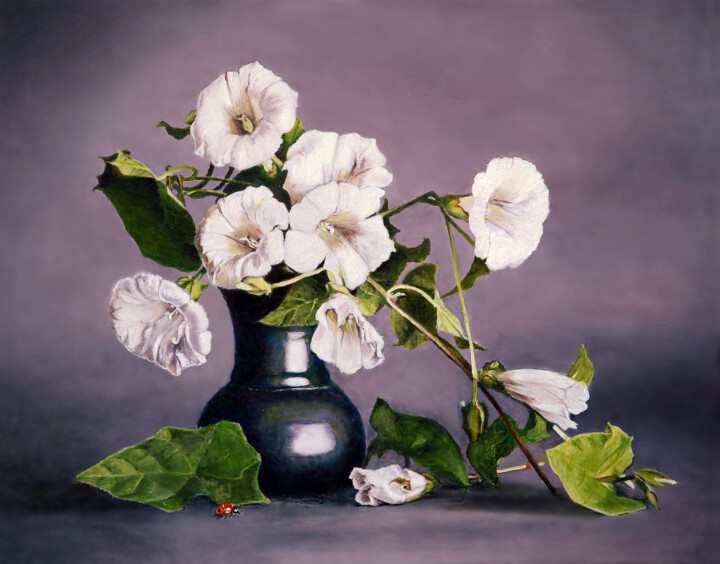 Painting titled "CONVOLVULUS with la…" by Mike Smith, Original Artwork, Oil