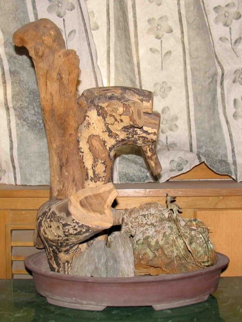 Sculptuur getiteld "stone and root" door Mike Lee, Origineel Kunstwerk
