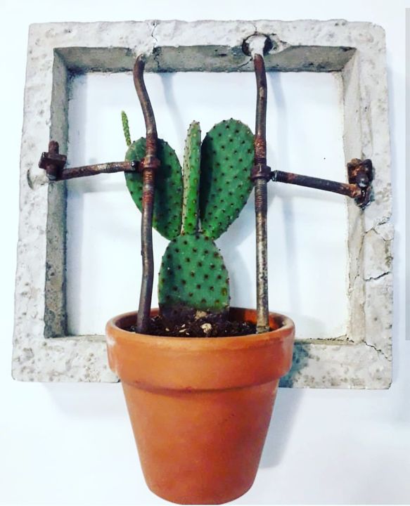 Sculpture intitulée ""Cactuscrizione"" par Mike Spinelli, Œuvre d'art originale