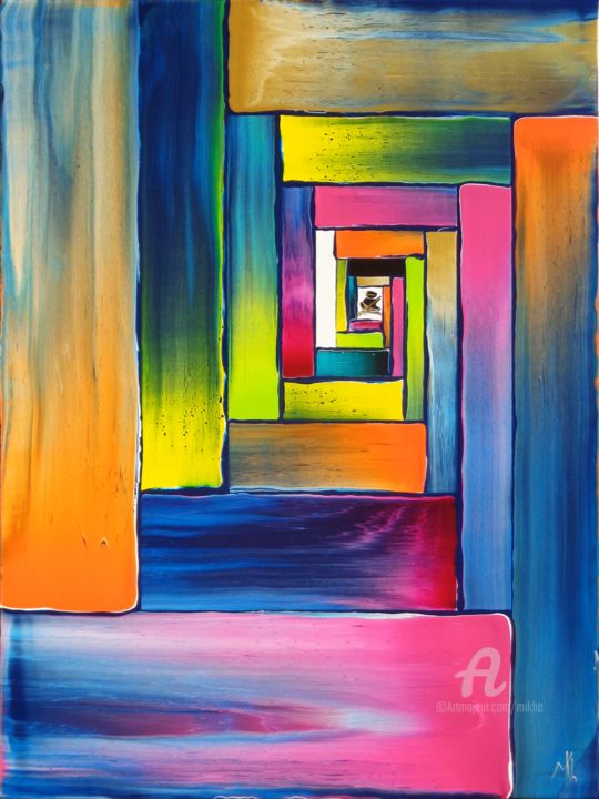 Peinture intitulée "Stairway to... #119…" par Mikha, Œuvre d'art originale, Acrylique