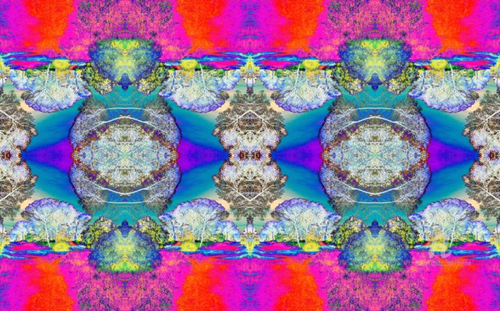 Artes digitais intitulada "Mandala - La pinède…" por Mikha, Obras de arte originais, Trabalho Digital 2D