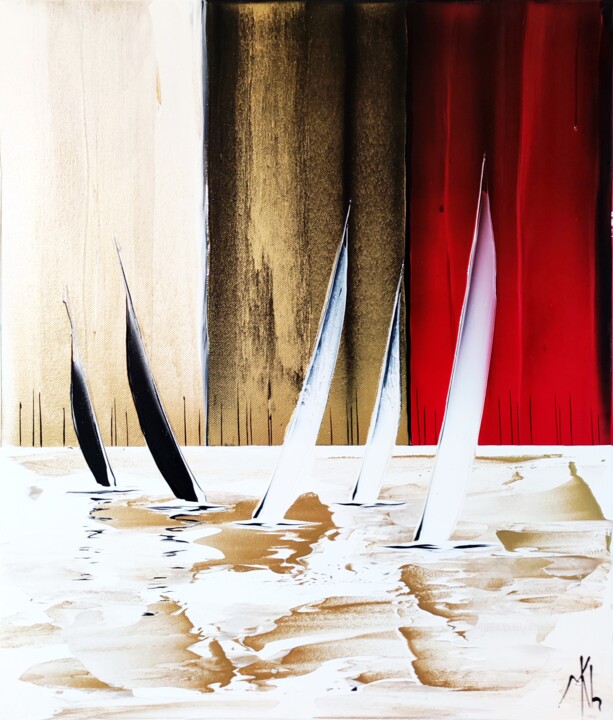Peinture intitulée "Les voiles longues" par Mikha, Œuvre d'art originale, Acrylique Monté sur Châssis en bois