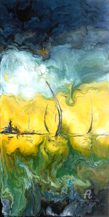 Peinture intitulée "Marine / Seascape 1…" par Mikha, Œuvre d'art originale, Autre