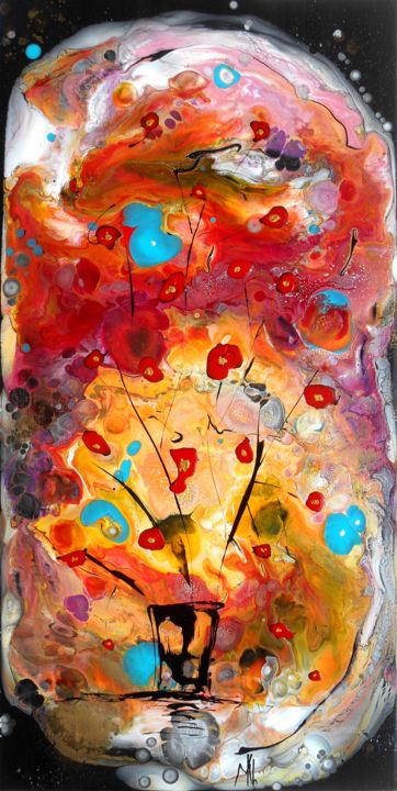 Painting titled "Fleurs / Flowers 12…" by Mikha, Original Artwork, Other