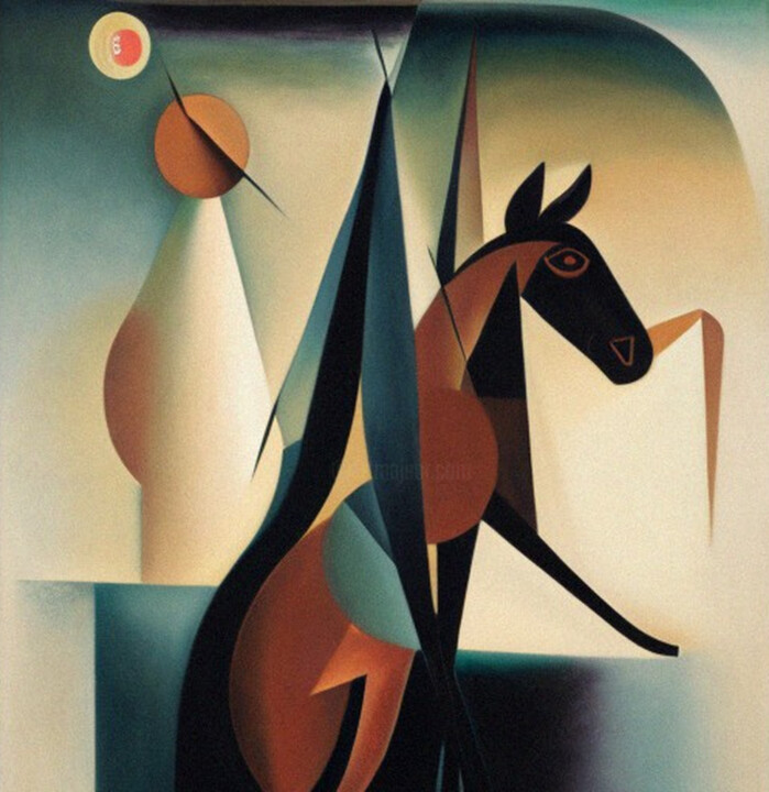 Цифровое искусство под названием "Horse abstraction12" - Mikhail Deshuk, Подлинное произведение искусства, Цифровая живопись