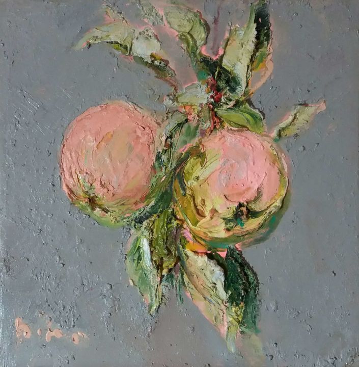 Painting titled "The Apple" by Mikhail Mikora, Original Artwork, Oil