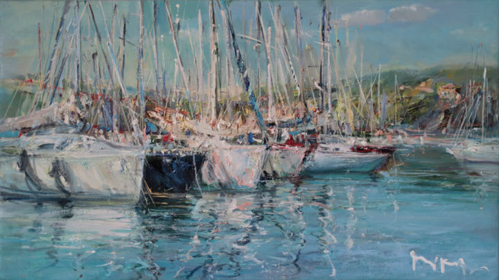 Painting titled "Summer Evening in L…" by Mikhail Mikora, Original Artwork, Oil
