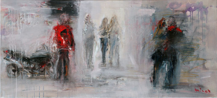Peinture intitulée "The street II. 2012" par Mikhail Mikora, Œuvre d'art originale, Huile