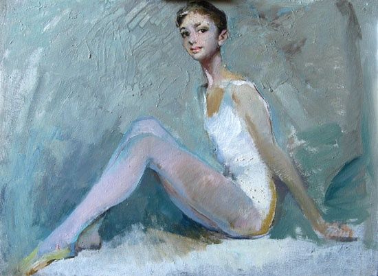 Картина под названием ""Young ballerina"" - Mikhail Gabunia, Подлинное произведение искусства, Масло