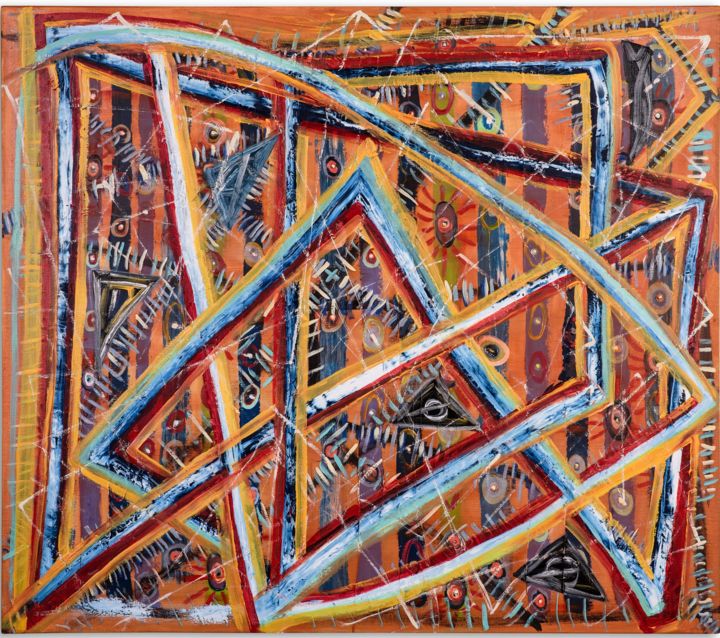 Painting titled "Edges 1" by Miklós Solymosi, Original Artwork, Oil Mounted on Wood Stretcher frame