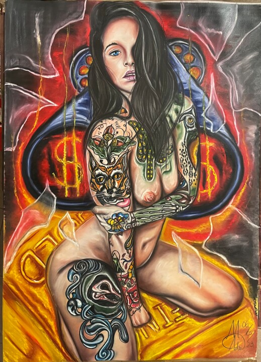 Zeichnungen mit dem Titel "Breaking the law" von Mikiart(Ig Mikimeetartist), Original-Kunstwerk, Pastell