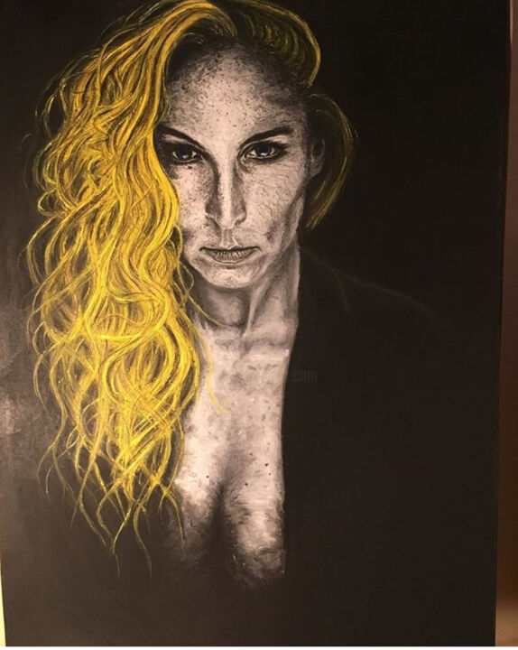 Drawing titled "dominate beauty" by Mikiart, Original Artwork, Pastel