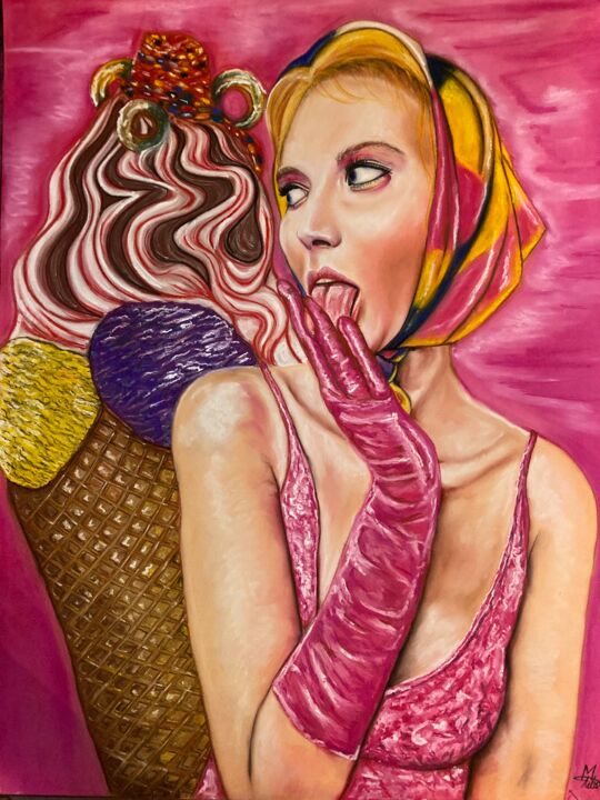 Disegno intitolato "sweet lust" da Mikiart, Opera d'arte originale, Pastello