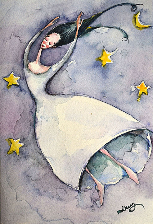 Dreaming Girl, Painting by Mikyong Rodgers | Artmajeur