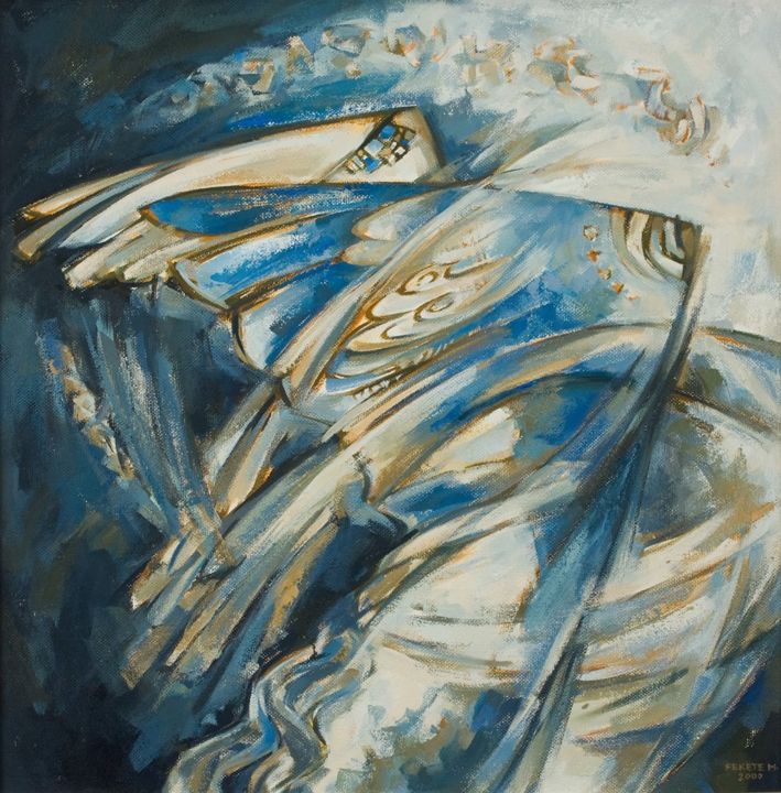 Peinture intitulée "Ange" par Miklos Fekete, Œuvre d'art originale, Huile