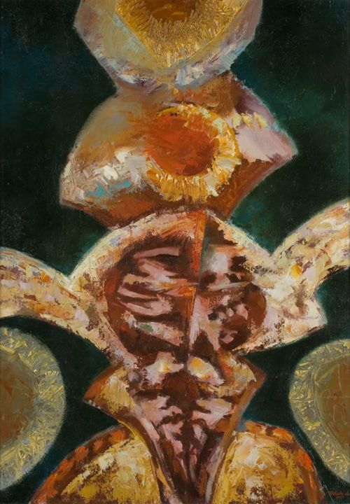 Peinture intitulée "Totem" par Miklos Fekete, Œuvre d'art originale, Huile