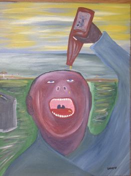 Peinture intitulée "Le fond de bouteille" par Michel Lacoste, Œuvre d'art originale