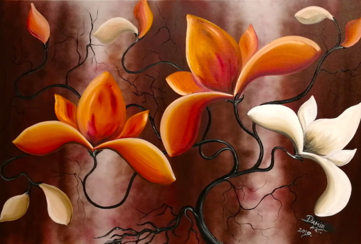 Peinture intitulée "Magnolije" par Damir Mikovic, Œuvre d'art originale, Huile