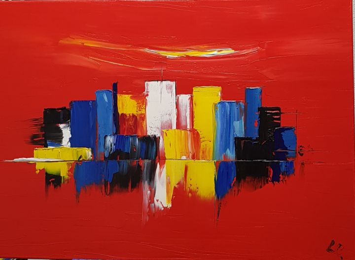 Painting titled "La ville qui n'exis…" by Liudmila Bergès, Original Artwork, Oil