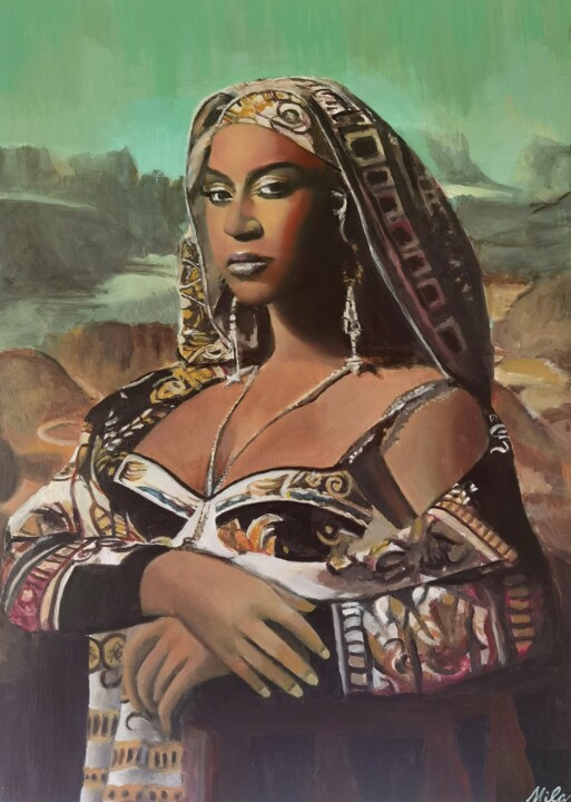 Schilderij getiteld "Beyonce en joconde" door Mila Bnzh, Origineel Kunstwerk, Olie