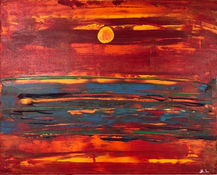 Painting titled "July sunset" by Mila Lekh, Original Artwork