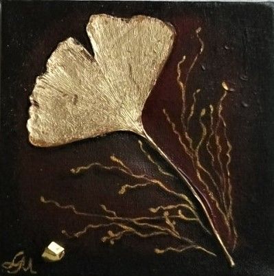 Collagen mit dem Titel "Листок счастья" von Liudmila Meneses, Original-Kunstwerk, Acryl