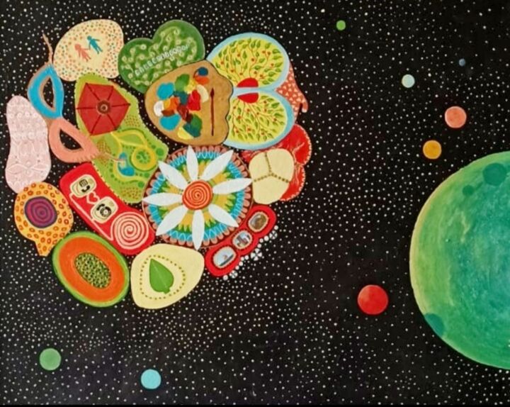 Картина под названием "Карта желаний" - Мила Миронова, Подлинное произведение искусства, Акрил Установлен на Деревянная рама…