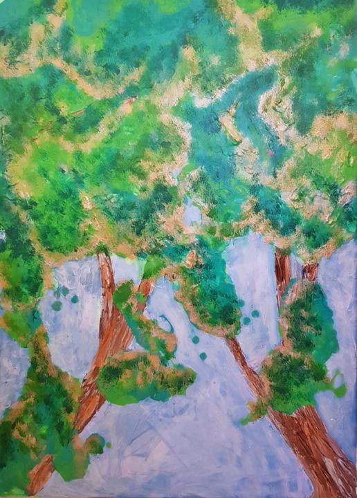 Картина под названием "Зеленые гущи" - Мила Привалова, Подлинное произведение искусства, Акрил