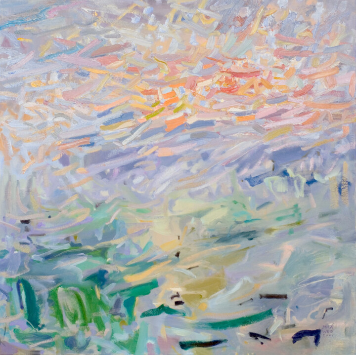 Painting titled "Wild Light" by Mila Weis, Original Artwork, Oil Mounted on Wood Stretcher frame