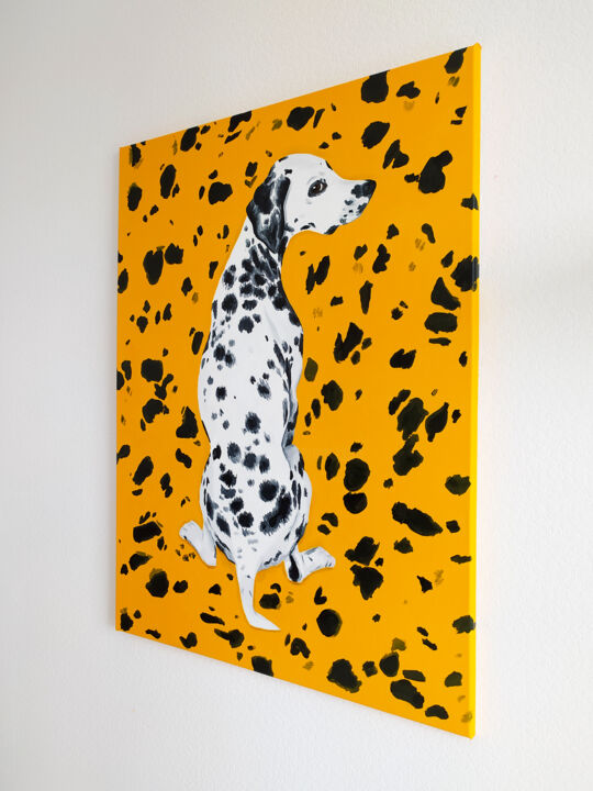Dalmatian Dog On Yellow Background, Malerei von Mila Kochneva | Artmajeur