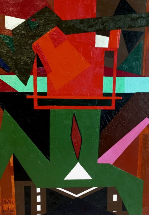 Картина под названием "Коварная геометрия" - Милан Джурджевич, Подлинное произведение искусства, Масло