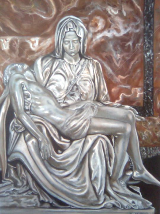Painting titled "Pieta" by Milan Gergi, Original Artwork, Oil