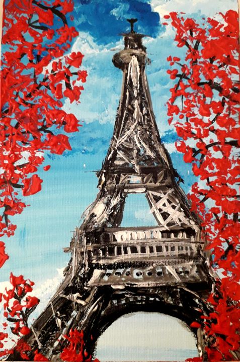 Painting titled "Paris.jpg" by Bliss'Art, Original Artwork, Acrylic