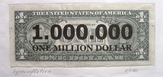 Collagen mit dem Titel "Hyperinflation" von Mi Lan, Original-Kunstwerk, Papier