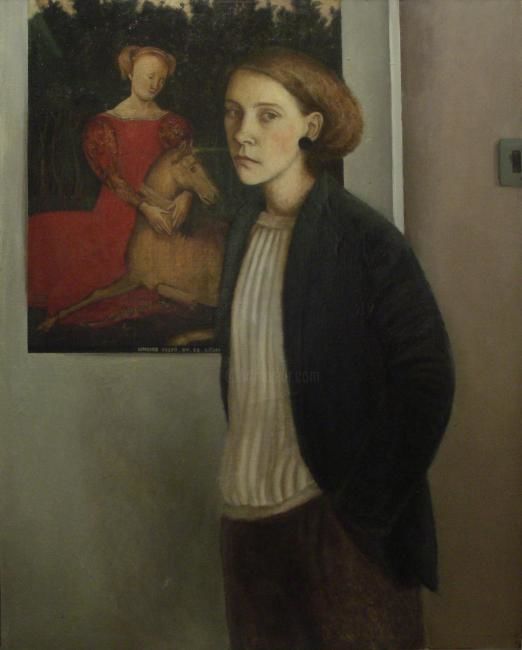 Painting titled "Self-portrait" by Natalia Milardovich, Original Artwork