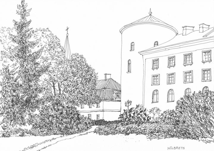图画 标题为“Riga Castle / Latvi…” 由Lauris Milbrets, 原创艺术品, 圆珠笔