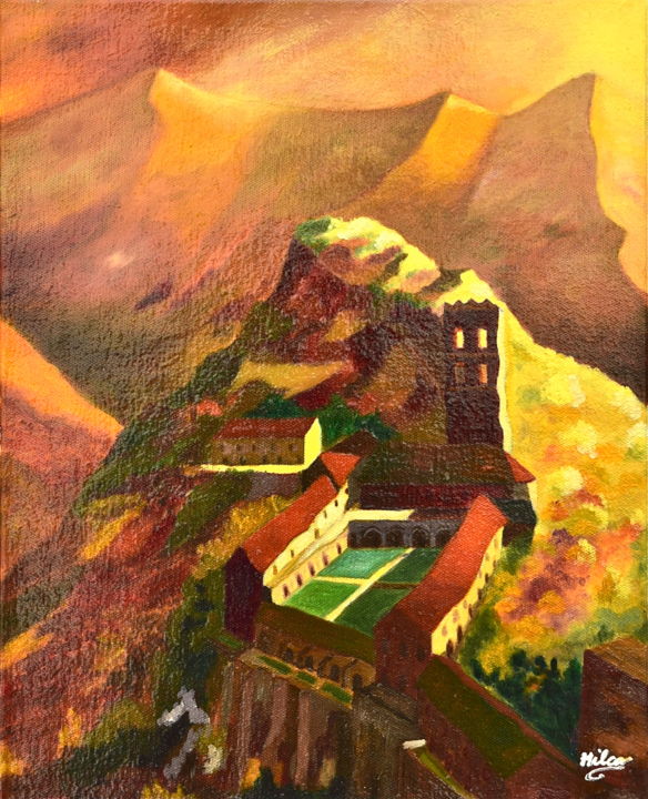 Painting titled "St Martin du Canigou" by François Milcar, Original Artwork