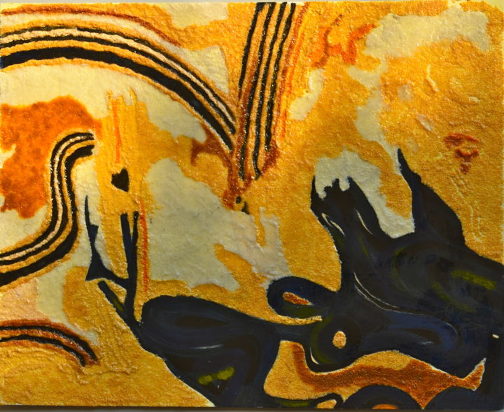 Painting titled "Sable et bitume" by François Milcar, Original Artwork, Oil