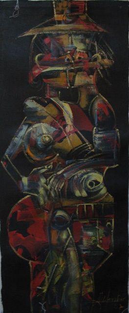 Pintura titulada "NOCHE DE BESOS" por Mildor Chevalier, Obra de arte original, Oleo