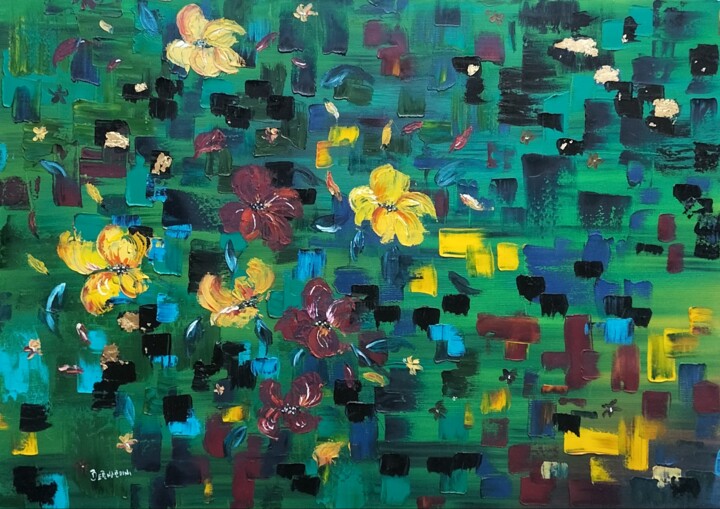 Peinture intitulée "Verde" par Milena Bernardini, Œuvre d'art originale, Huile Monté sur Châssis en bois