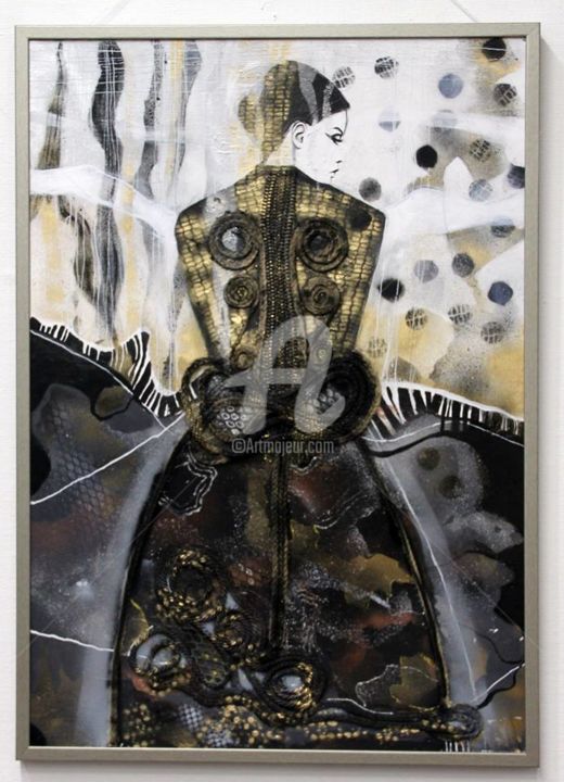 "''Metamorphosis,," başlıklı Kolaj Milena Djokic tarafından, Orijinal sanat, Tekstil